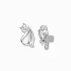 Claire's Clips Et Autocollants|Clous D'oreilles-Clous d’oreilles à clip ronds avec strass en zircon cubique d’imitation couleur argentée - 5 mm