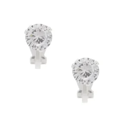 Claire's Clips Et Autocollants|Clous D'oreilles-Clous d’oreilles à clip ronds en zircon cubique d’imitation couleur argentée - 7 mm