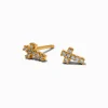 Claire's Clous D'oreilles|Bijoux Premium-Clous d’oreilles croix en zircon cubique couleur dorée C LUXE by Claire’s