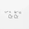 Claire's Clous D'oreilles-Clous d’oreilles cœur en zircon cubique d’imitation couleur argentée - Lot de 3