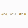 Claire's Clous D'oreilles|Bijoux Premium-Clous d’oreilles cœur en zircon cubique et acier inoxydable couleur dorée - Lot de 3