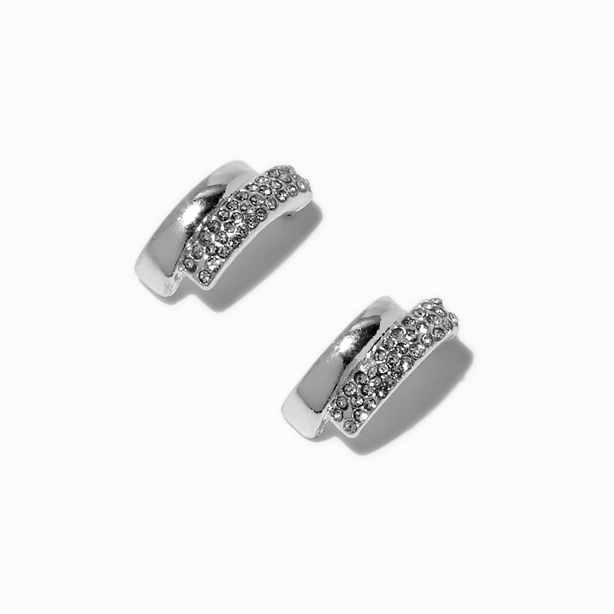 Claire's Clous D'oreilles-Clous d’oreilles double strass couleur argentée