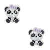 Claire's Clous D'oreilles|Bijoux Premium-Clous d’oreilles en argent panda portant un nœud