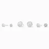 Claire's Clous D'oreilles-Clous d’oreilles en zircon cubique d'imitation style halo couleur argentée - Lot de 3