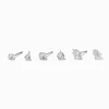 Claire's Clous D'oreilles-Clous d’oreilles goutte et forme ronde en zircon cubique couleur argentée - Lot de 3