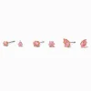 Claire's Clous D'oreilles-Clous d’oreilles goutte et forme ronde en zircon cubique rose couleur dorée - Lot de 3