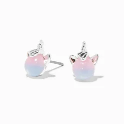 Claire's Clous D'oreilles-Clous d’oreilles licorne phosphorescents bleus et roses