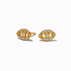 Claire's Clous D'oreilles|Bijoux Premium-Clous d’oreilles mauvais œil en zircon cubique couleur argentée et couleur dorée C LUXE by Claire's