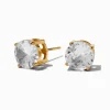 Claire's Clous D'oreilles|Bijoux Premium-Clous d’oreilles panier en zircon cubique 8 mm acier inoxydable couleur dorée