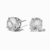 Claire's Clous D'oreilles|Bijoux Premium-Clous d’oreilles panier en zircon cubique 8 mm acier inoxydable couleur argentée