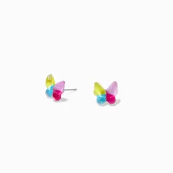 Claire's Clous D'oreilles-Clous d’oreilles papillons bombés arc-en-ciel