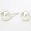 Claire's Clous D'oreilles|Bijoux Premium-Clous d’oreilles perles d'imitation 6 mm en argent