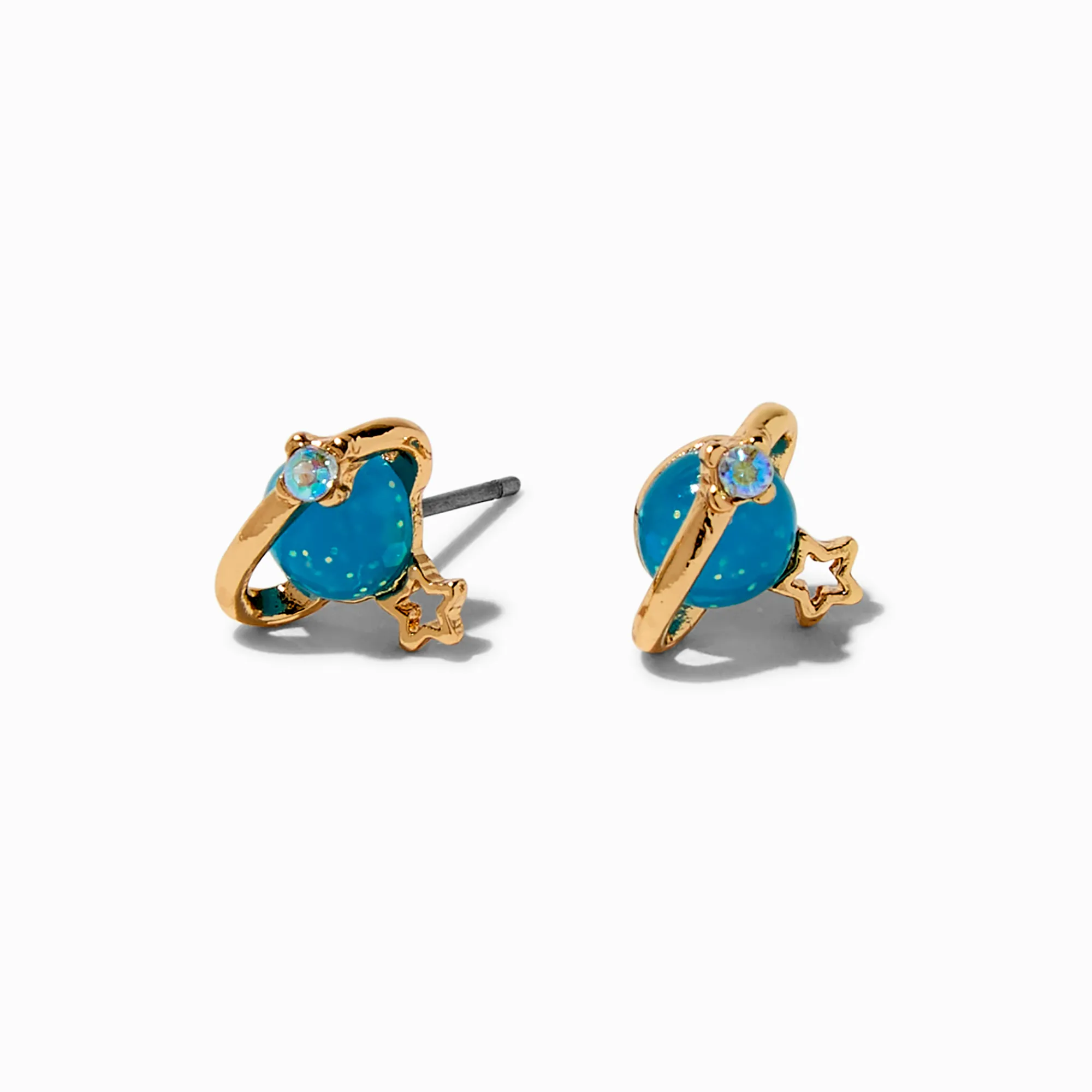 Claire's Clous D'oreilles-Clous d’oreilles planète phosphorescents bleus