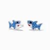 Claire's Clous D'oreilles|Bijoux Premium-Clous d’oreilles requin émaillés strass couleur argentée C LUXE by Claire's