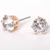 Claire's Clous D'oreilles-Clous d’oreilles ronds avec strass en zircon cubique d’imitation couleur doré rose - 8 mm