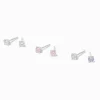Claire's Clous D'oreilles|Bijoux Premium-Clous d’oreilles ronds 4 mm transparents/roses/lavande en zircon cubique et argent C LUXE by Claire’s - Lot de 3
