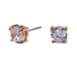 Claire's Clous D'oreilles-Clous d’oreilles ronds 5 mm zircon cubique couleur doré rose