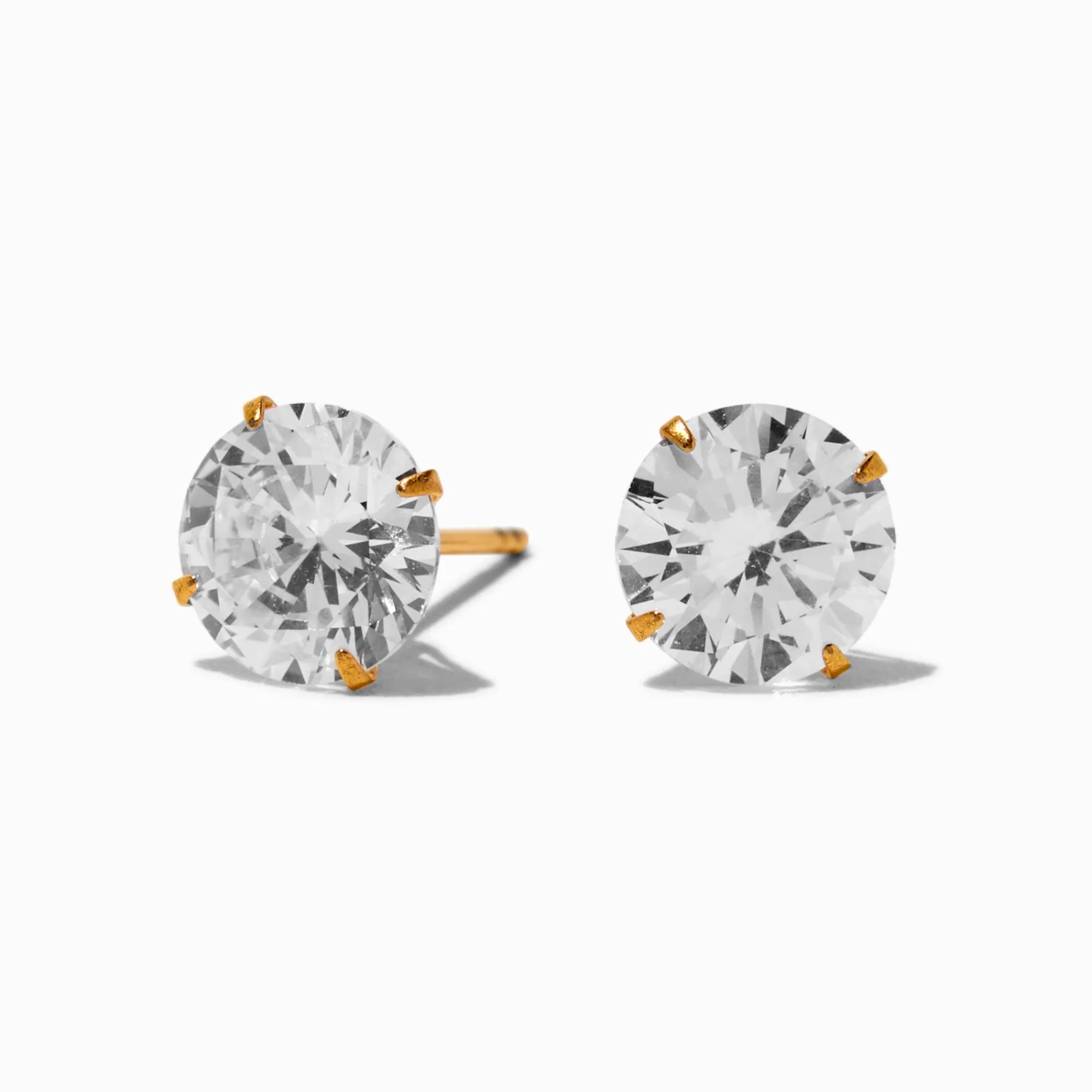 Claire's Clous D'oreilles|Bijoux Premium-Clous d’oreilles ronds zircon cubique en titane couleur dorée C LUXE by Claire’s