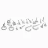 Claire's Clous D'oreilles-Clous d’oreilles strass cœur heurtoir de porte couleur argentée - Lot de 9