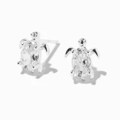 Claire's Clous D'oreilles|Bijoux Premium-Clous d’oreilles tortue en argent et zircon cubique