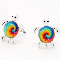 Claire's Clous D'oreilles-Clous d’oreilles tortue tie-dye arc-en-ciel