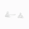 Claire's Clous D'oreilles|Bijoux Premium-Clous d’oreilles triple boule en zircon cubique et argent