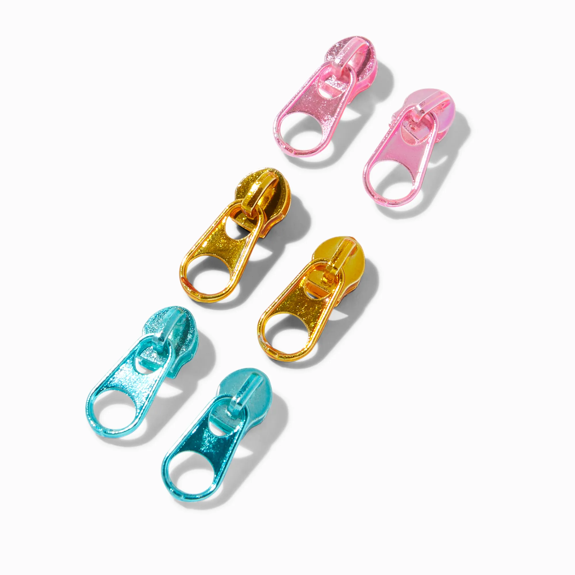 Claire's Clous D'oreilles-Clous d’oreilles à zip métallique - Lot de 3