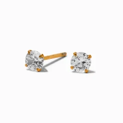 Claire's Clous D'oreilles|Bijoux Premium-Clous d’oreilles zircon cubique en titane couleur dorée C LUXE by Claire’s
