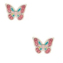 Claire's Clous D'oreilles|Bijoux Premium-Clous d'oreille en argent avec papillon pastel