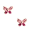 Claire's Clous D'oreilles|Bijoux Premium-Clous d'oreille papillon rose en argent avec strass