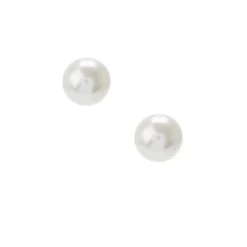 Claire's Clous D'oreilles-Clous d'oreille à perle d'imitation blanche 12 mm couleur argenté