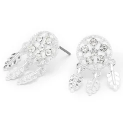 Claire's Clous D'oreilles-Clous d'oreilles attrape-rêves strass couleur argentée