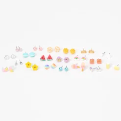 Claire's Clous D'oreilles-Clous d'oreilles aux designs variés arc-en-ciel pastel - Lot de 20