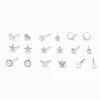 Claire's Clous D'oreilles-Clous d'oreilles aux designs variés fleurs et perles d'imitation couleur argentée - Lot de 9