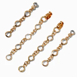 Claire's Clous D'oreilles-Clous d'oreilles avant et arrière strass couleur dorée