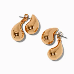 Claire's Clous D'oreilles-Clous d'oreilles avant et arrière haricot et boule couleur dorée