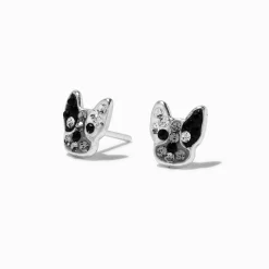 Claire's Clous D'oreilles|Bijoux Premium-Clous d'oreilles bouledogue français strass couleur argentée