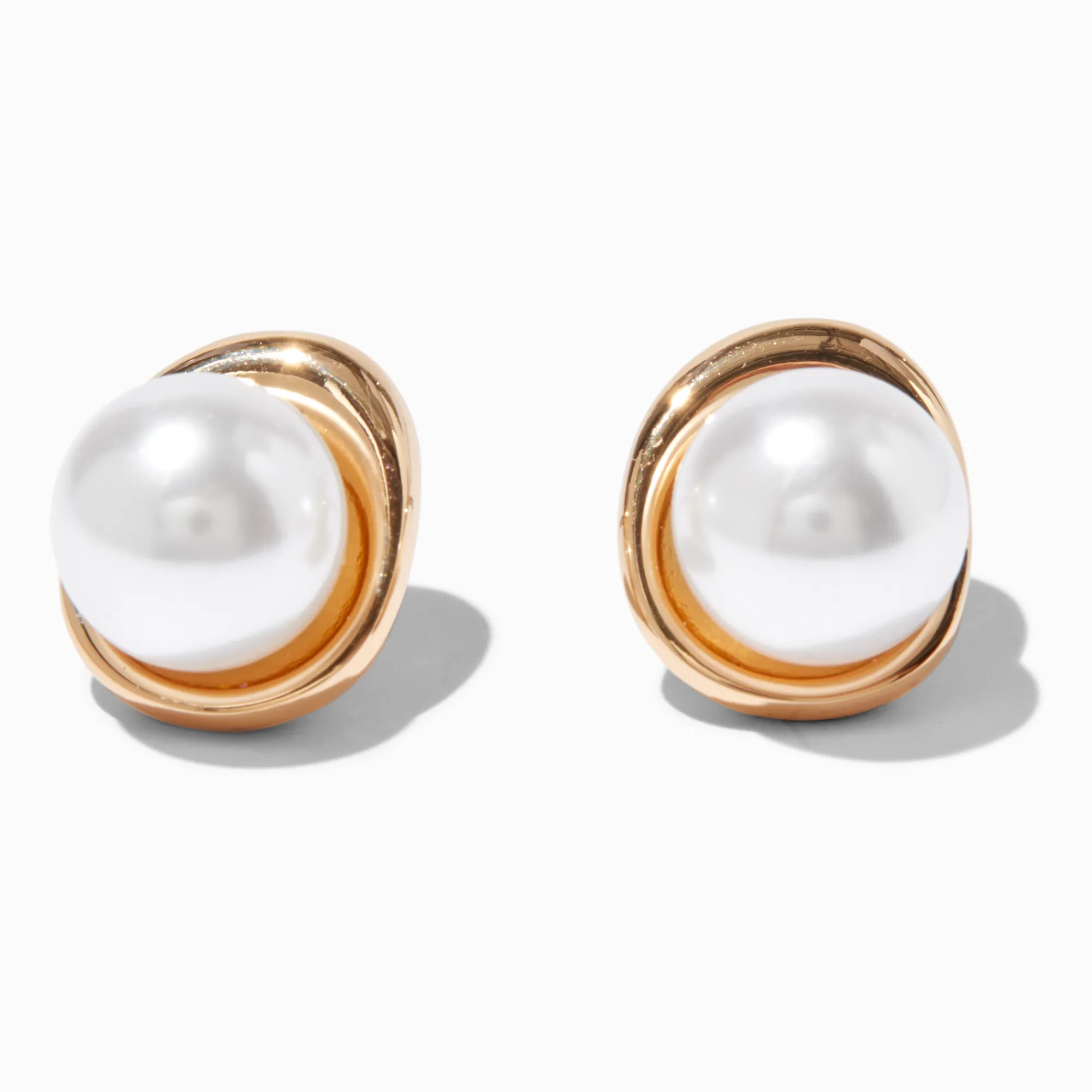 Claire's Clous D'oreilles-Clous d'oreilles boussole perle d'imitation couleur dorée