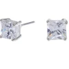 Claire's Clous D'oreilles-Clous d'oreilles carrés avec strass en zircon cubique d'imitation couleur argentée - 6 mm