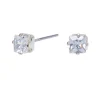 Claire's Clous D'oreilles-Clous d'oreilles carrés avec strass en zircon cubique d'imitation couleur argentée - 4 mm