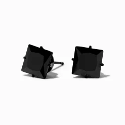 Claire's Clous D'oreilles|Bijoux Premium-Clous d'oreilles carrés zircon cubique titane noir C LUXE by Claire's