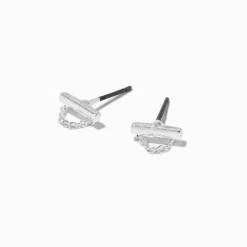 Claire's Clous D'oreilles-Clous d'oreilles chaîne barrette couleur argentée