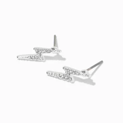 Claire's Clous D'oreilles-Clous d'oreilles éclair avec strass couleur argentée