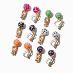 Claire's Clips Et Autocollants-Clous d'oreilles à clip boule imprimé étoilés - Lot de 6