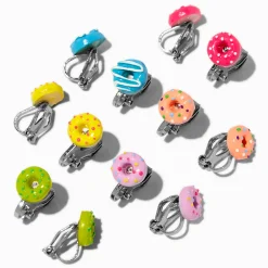 Claire's Clips Et Autocollants-Clous d'oreilles à clip donuts glacés - Lot de 6