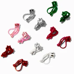Claire's Clips Et Autocollants-Clous d'oreilles à clip en strass colorés - Lot de 6