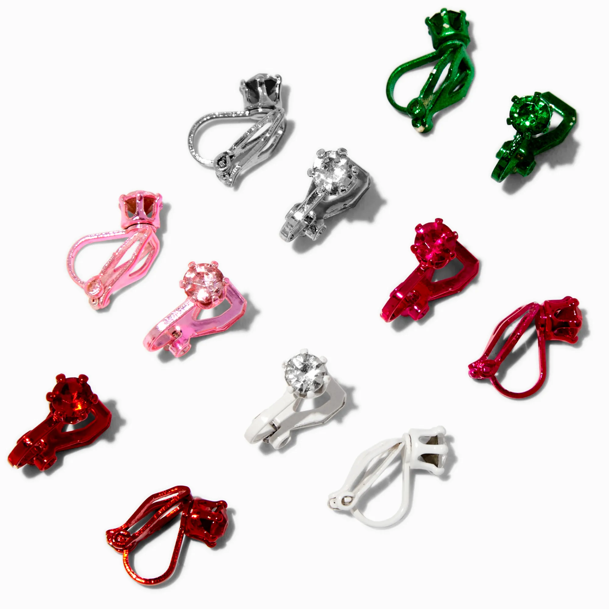 Claire's Clips Et Autocollants-Clous d'oreilles à clip en strass colorés - Lot de 6
