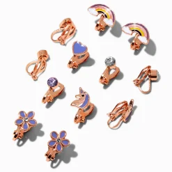 Claire's Clips Et Autocollants-Clous d'oreilles à clip licorne violets - Lot de 6