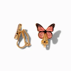 Claire's Clips Et Autocollants-Clous d'oreilles à clip papillon monarque