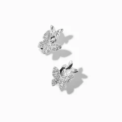 Claire's Clips Et Autocollants|Clous D'oreilles-Clous d'oreilles à clip papillon décorés couleur argentée